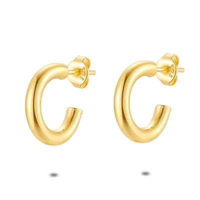 Twice As Nice Oorbellen in 18kt verguld zilver, oorringen, 15 mm/3 mm