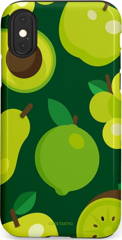 Casetastic Hoesje Geschikt voor Apple iPhone X/Xs - Stijlvolle Beschermende Duo-layer Case - Peren Appel Groen