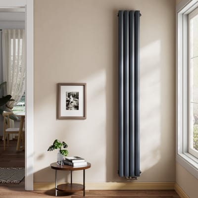 EMKE Design Radiator - Ovale Buizen - 180x24 cm - Dubbel - Mat Antraciet - 678 W - Verwarming Alle Ruimtes