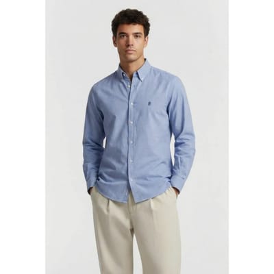 French Connection Oxford Long Sleeve Shirt Sky/marine Maat: XS | Longsleeves Outlet | Heren | Blauw