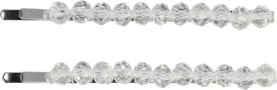 Haarsoires Haarspeld Schuifspeldjes 7cm - Facetkralen Recht - Transparant Wit - Set van 2 - Haarklem - Haarclip - Haaraccessoires voor Dames & Kinderen - Hair Clip - Decoratieve Haaraccessoire