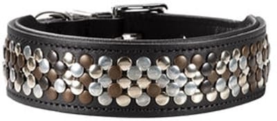 Hunter halsband voor hond arizona zwart nappaleer zwart onderlegd 41-49 cm