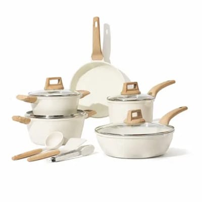 Pannenset 14-delig Bavary – gesmeed alu – PFAS-vrije antiaanbaklaag – 20/24/28/18 cm