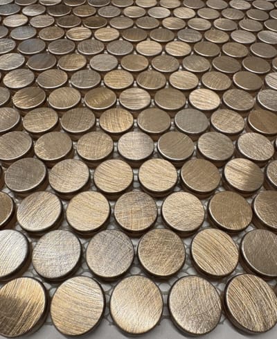 mozaiëk reflections penny round bronze 19mm op matje 300x300x8mm verkoop per stuk 0.09M2