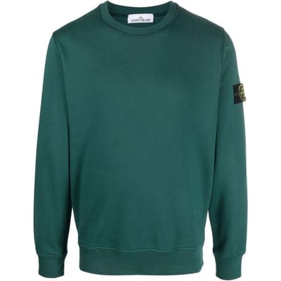 Stone Island Lz23 Effen Kleur Kompas Patch Patroon Lange Mouwen Pullover Ronde Hals Sweatshirt Heren sweatshirt Groen 101563051-V0053 XXXL blue
