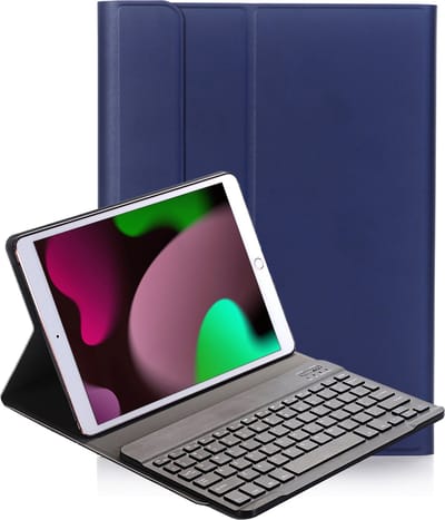 Hoesje - Geschikt voor Apple iPad 7 (2019) - 10.2 inch - 7e Generatie - Toetsenbord Case - Keyboard Book Cover - Hoes - Donkerblauw