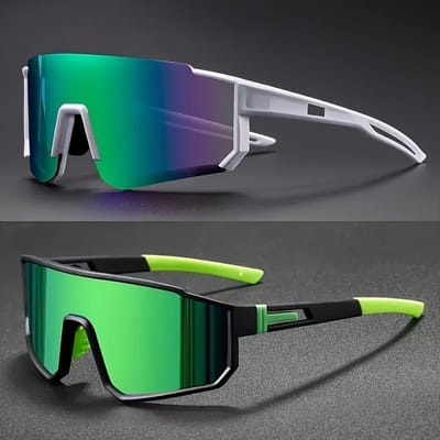 1/2-Pack Unisex Fietsbril Groot Frame UV-Bescherming Sportbril voor Mannen Vrouwen