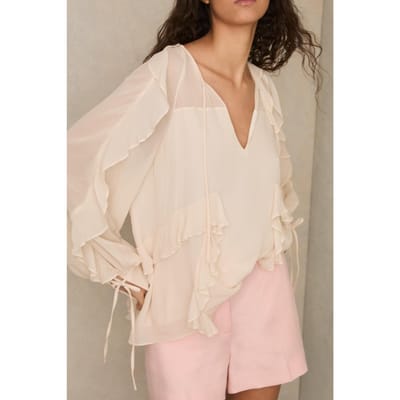 Reiss Ruffle Top Pale Pink Size: 6 | Blouses Outlet | Dames | Beige
