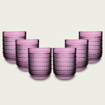 Arca SERENITY DUE Water/Drinkglas 250ml, paars, set van 6 stuks, verpakt in een giftbox