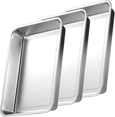 Dailygoods- Bakplaat Roestvrij Staal - Ovenplaat 40 x 30 x 4,8 cm - Pizzaplaat - Braadslede - Vaatwasmachinebestendig - Hittebestendig