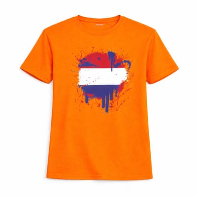 Starry Indigo - Oranje shirt Heren Paint Print T-Shirt - Koningsdag | Nederlands Elftal Voetbal | korte mouwen - Holland - Nederland – EK-WK-Olympische Spelen