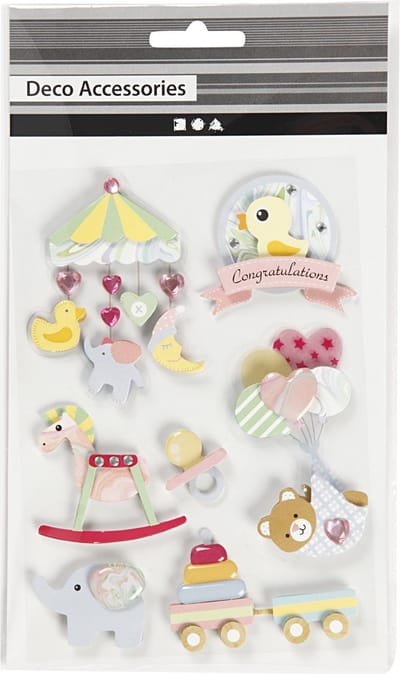 3D Baby Stickers - Zelfklevende 3D Stickers - Baby Thema Stickers - Gelaagde Foam Stickers - Dikke Knutselstickers Voor Scrapbooking & Kaarten Maken - Dikte 7mm - Set Van 8 Stuks