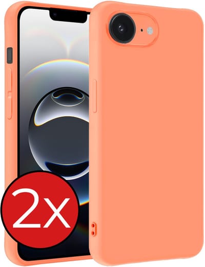 Hoesje - 2 Stuks - Geschikt voor Apple iPhone 16e / 17e - Sterk & Shockproof - Telefoonhoes - Back Cover - Case Siliconen - Telefoon Hoes - Perzik