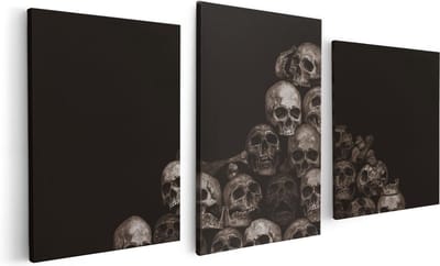 Artaza Canvas Schilderij Drieluik Schedels - Doodshoofden - Doodskoppen - 120x60 - Foto Op Canvas - Canvas Print