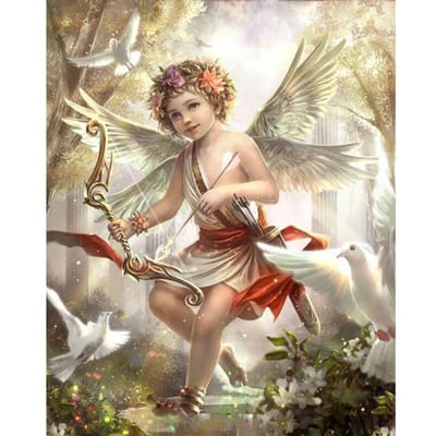 5d diamant broderie petit ange bricolage diamant peinture point de croix 20X30CM white