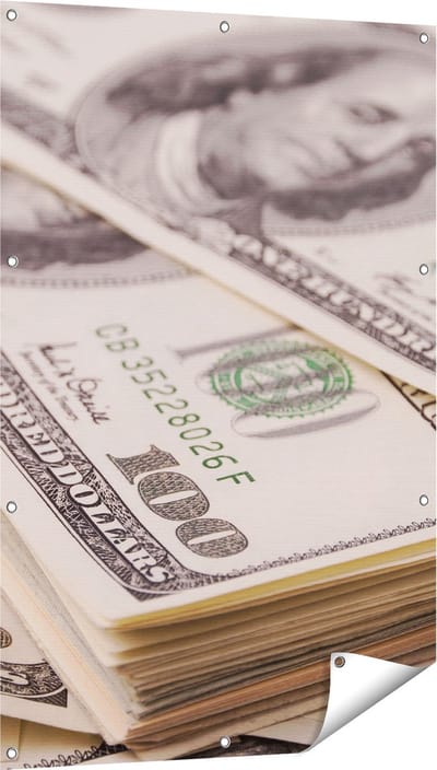 Gards Tuinposter Dollar Geld Briefjes - 80x120 cm - Tuindoek - Tuindecoratie - Wanddecoratie buiten - Tuinschilderij