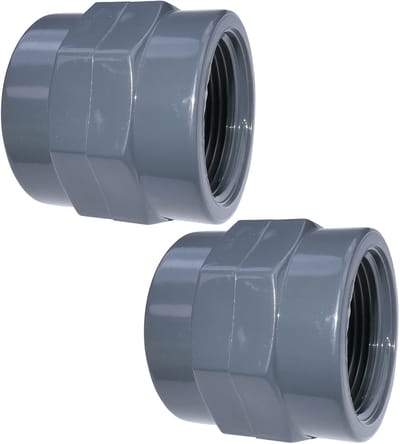 Allecto - Set van 2 Draadhulzen - Vrouwelijk-Vrouwelijk - Kunststof - 1 1/4'' - Drukaansluiting tot 16 bar - Voor Buizen - Grijs
