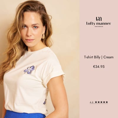 Lofty Manner T-shirt T Shirt Billy Rg04 Cream Dames Maat - XS