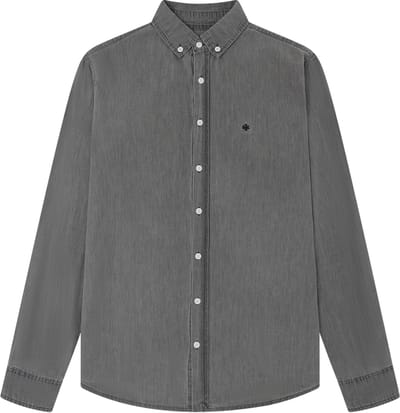 Laurent Vergne - Spijkeroverhemd Heren - Denim Grijs Overhemd - 100% Katoen - maat S - Slim fit