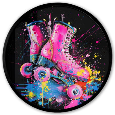 Poster in lijst Rond - Fotolijst 40x40 cm - Posters - Graffiti - Sport - Rolschaatsen - Skating - Ronde posterlijst zwart - Decoratie - Wanddecoratie woonkamer - Muurdecoratie slaapkamer