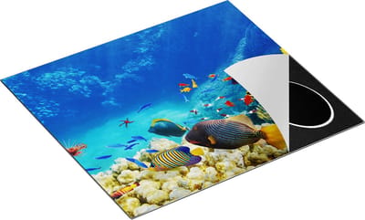 Chefcare Inductie Beschermer Vissen in de Oceaan met Koralen - 60x50 cm - Afdekplaat Inductie - Kookplaat Beschermer - Inductie Mat