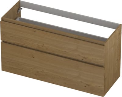 INK® wastafelonderkast 2 laden greeploos fineer eiken asymmetrisch 120x45x65cm, natur