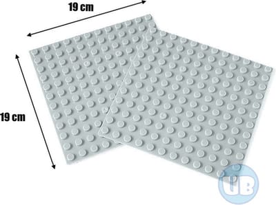 Uniblocks | Bouwplaat lichtgrijs - 19 x 19 cm - 2 stuks | 2 stuks | Bouwplaat geschikt voor Duplo |wegen | stad | city | wegplaat | auto’s | combineer met DUPLO wegenplaten | bouwplaten