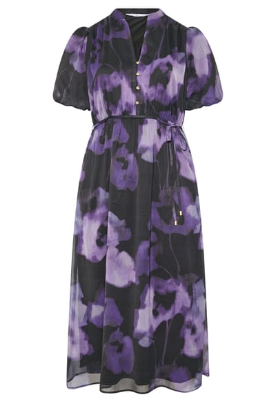 Yours London Curve Paarse Blousejurk Met Wazige Bloemenprint Size 38