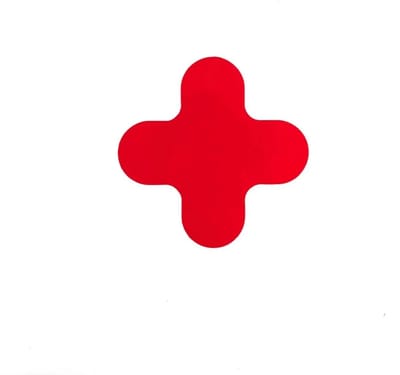 Kruis (X-stuk) Rood 180 x 180 mm - vloersticker met vlakke toplaag
