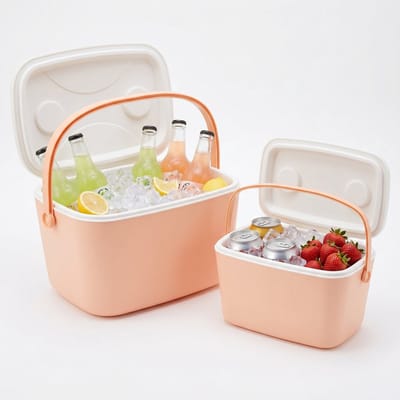 Lomera Koelbox Set van 2 - Koelboxen - Koelbox - Passieve Koelbox - Draagbare Koelbox - Koeltas - Koelbox met Handvat - Koelbox voor Camping - Koelbox voor Picknick - Koelbox voor Strand - Koelbox Zonder Stroom - Mini Koelbox - Coolbox - Roze
