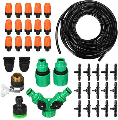 Micro-Drip Irrigatie Systeem - Automatische Tuin Watering - Planten Water Geven - Zelf aanpasbare Lengte - 15 m - Zwart