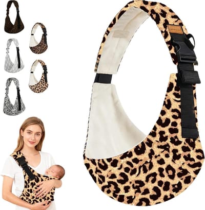 Ergonomische draagzak voor baby's tot 20 kg, verstelbare schouderbanden, leopard patroon, ideaal voor peuters en pasgeborenen