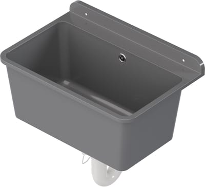 QLS Gootsteen Grijs 61x41x23 cm van Kunststof - Inclusief Sifonset - voor Garage en Wasruimte 10875
