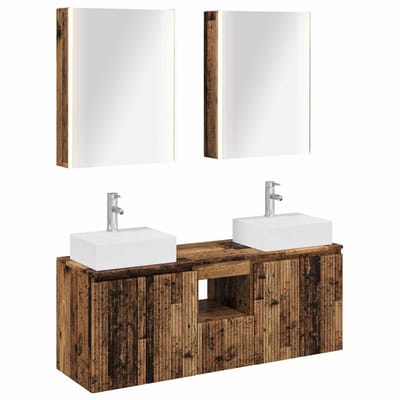 vidaXL Badkamerkastenset 5 st Oud hout Bewerkt hout