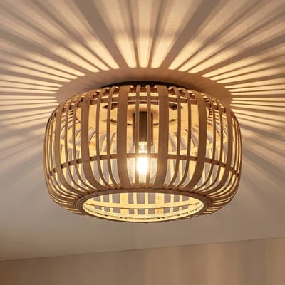 Lindby - plafondlamp hout - 1licht - Hout, metaal - H: 23.8 cm - E27 - natuur