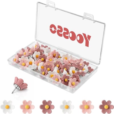 Decoratieve Bloempins - 40 Stuks, Duurzame Duimspelden met Opbergdoos voor Foto's en Corkboard