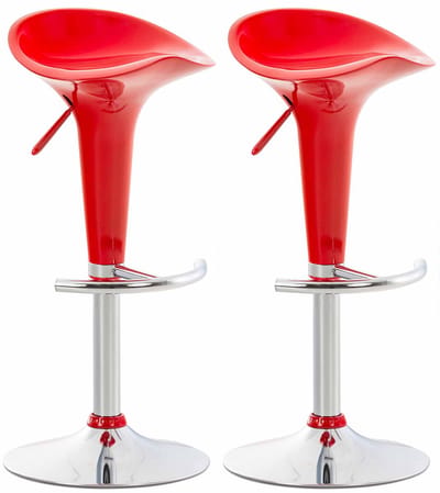 CLP Saddle Set van 2 barkrukken - Verstelbaar - Voetsteun - Kunststof - rood