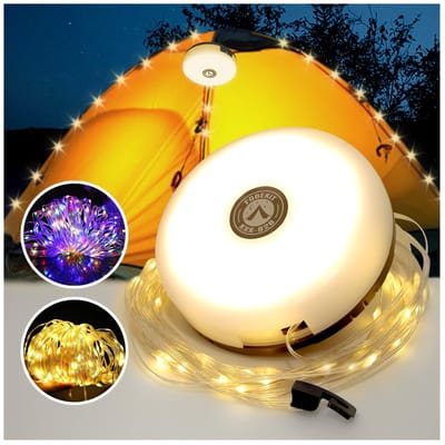 Camping Lichtsnoer 10 m - Opvouwbare LED Sfeerverlichting - USB Oplaadbaar - 5 Lichtstanden - Waterdicht - Voor Camping, Tuin, Terras & Decoratie