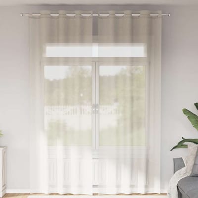 vidaXL - Gordijnen - Voile - met - doorvoertules - 2 - st - 140x300 - cm - crème