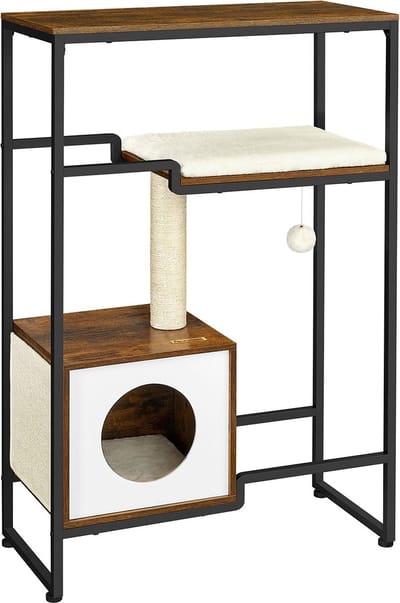 Krabpaal - Met 2 planken en een grot - Vintage bruin