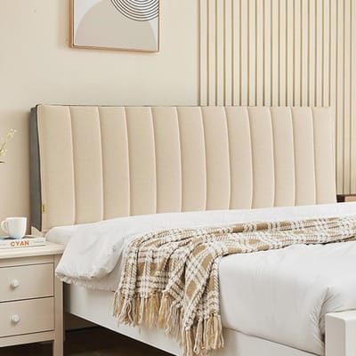 Hoofdbordbekleding voor Bed - Stretch Hoofdbordhoes in Teddy Fluwelen Stof - 360° All-Inclusive Hoofdbedekking voor Singles, Kings en Doubles (Lichtbruin, 190 * 60 * 3cm)