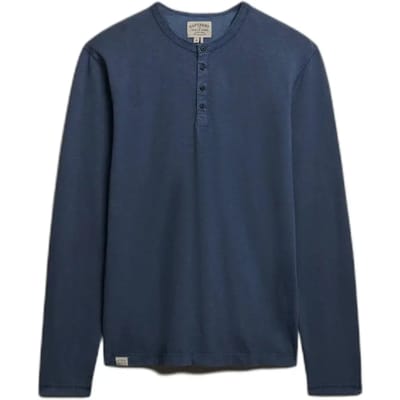 Superdry - Slub Jersey Henley Top met Lange Mouwen - Heren - Tops