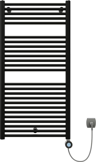 Plieger Palermo Nexus Pack Elektrische Designradiator – Handdoekradiator – Complete set – 117.5 cm x 50 cm – 600 Watt – Mat zwart
