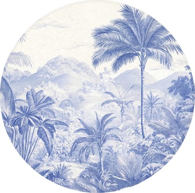Badmat rond 70x70 cm - Antislip - Tropisch - Jungle - Blauw - Badmatten voor badkamer - Badkamermat - Douchemat - Ronde badkamer mat