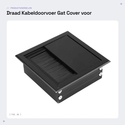 Dailygoods- Kabeldoorvoer Aluminium - Kabeldoorvoer Bureau - Kabeldoorvoer Gat Cover - Kabeldoorvoer met Borstel - Kabeldoorvoer 9x9x6 - Eenvoudig te Installeren - Kabelgoot