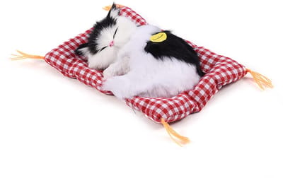 Dailygoods- Knuffel Zachte Pluche Kat met Geluid - Knuffel Hond - Knuffel Baby - Knuffeldoekje - Simulatie Kattenspeeltje - 14x17 cm - Speelgoedkat