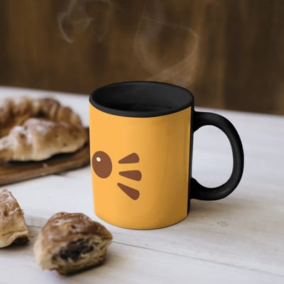Magische Mok - Foto op Warmte Mokken - Koffiemok - Kat - Simplistisch - Oranje - Vrolijk - Magic Mok - Beker - 350 ML - Theemok