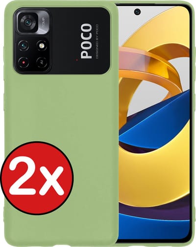 Hoesje - 2 Stuks - Geschikt voor Xiaomi Poco M4 Pro 5G - Sterk & Shockproof - Telefoonhoes - Back Cover - Case Siliconen - Telefoon Hoes - Groen