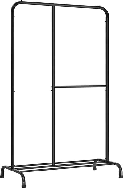 FurnStar - Kledingroede - Kledingrek - Max. Draagvermogen 100 kg - met verstelbare ophangrail - voor slaapkamer - woonkamer - hal - zwart