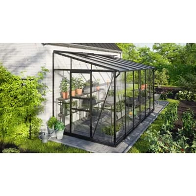 Vitavia Tuinkas Ida 7800 - Veiligheidsglas 3 Mm + Polycarbonaat 6 Mm - Zwart - 387x201x221 Cm